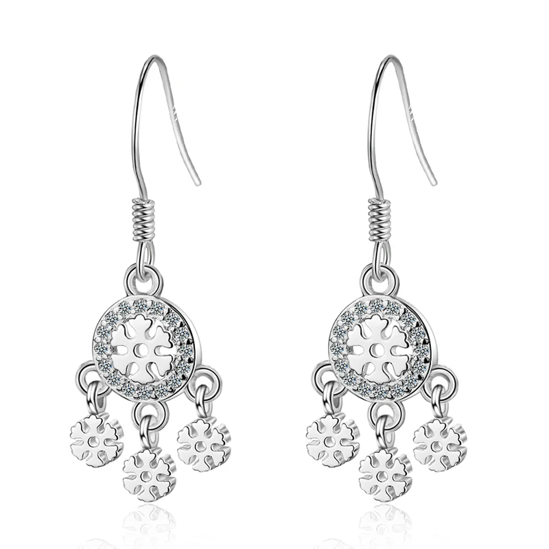 

Женские серьги-снежинки из серебра 925 пробы