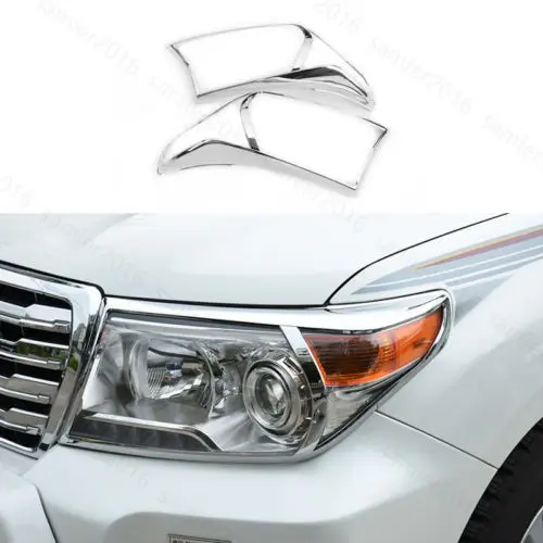 

2x Chrome For Toyota Land Cruiser 13-2015 Front Head Light Lamp Frame Cover Trim