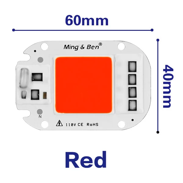 Red 5 шт./лот 20 Вт 30 Вт 50 Вт светодиодный чип COB AC 220 В 110 в смарт-чип IC для Светодиодный прожектор Прожектор синий день белый зеленый красный желтый теплый - Испускаемый цвет: Red