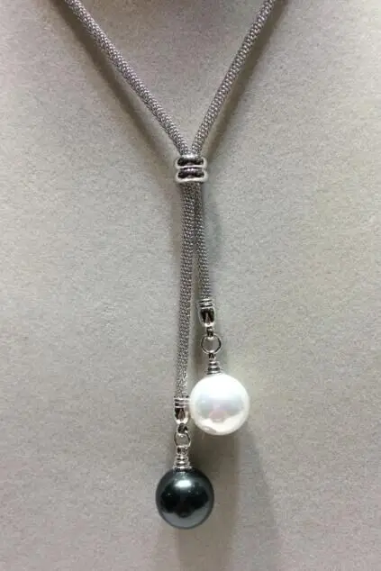En gros 26 &quot14 мм blanc noir DU SUD SEA SHELL COLLIER de PERLES|collier perle|collier perlecollier en perle |