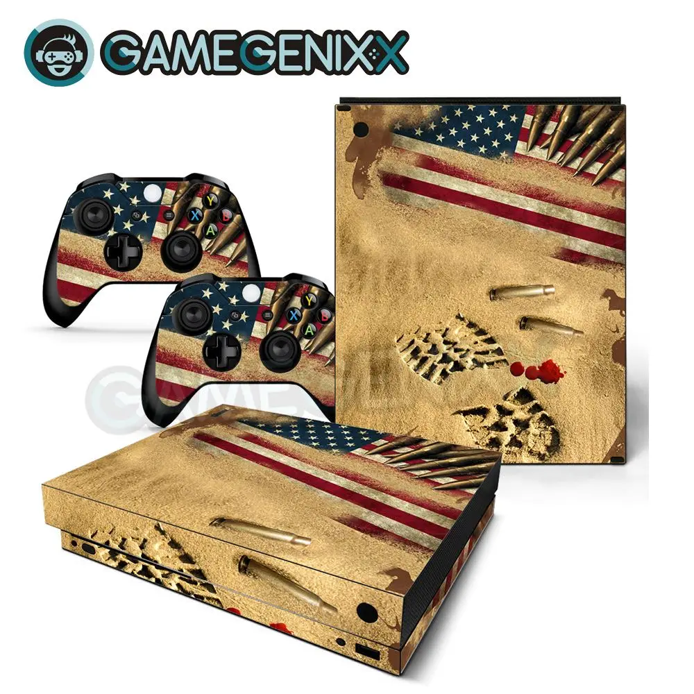 Наклейка на кожу GAMEGENIXX Виниловая наклейка для консоли Xbox One X и 2 контроллера USA War
