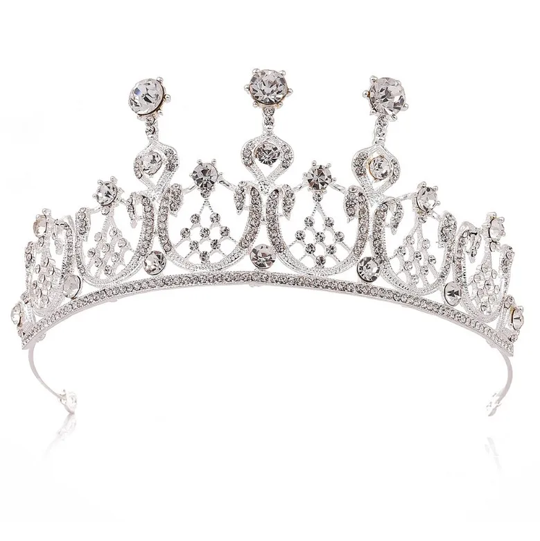 Великолепная Блестящая серебряная позолоченная большая свадебная корона