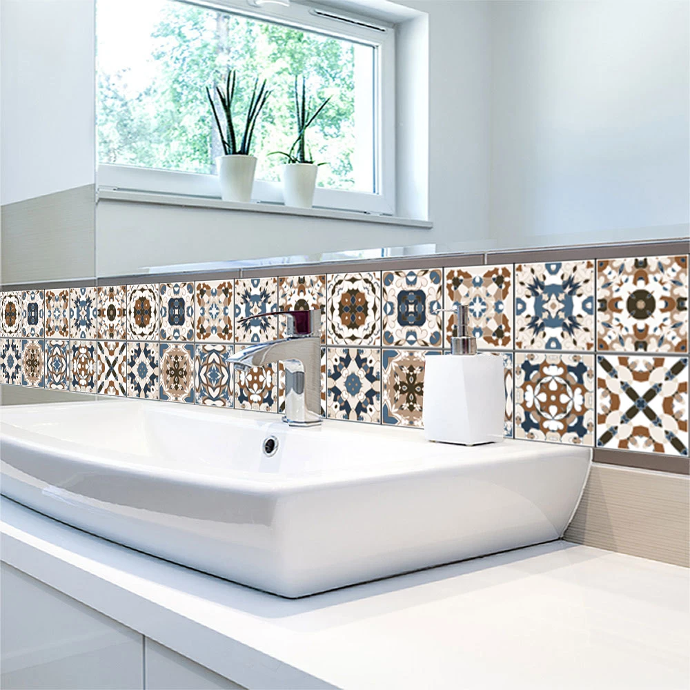 стену с креативным 3D узором в марокканском стиле из плиток, наклейка для детской комнаты водонепроницаемая из ПВХ для украшения талии в ванной комнате и дома.