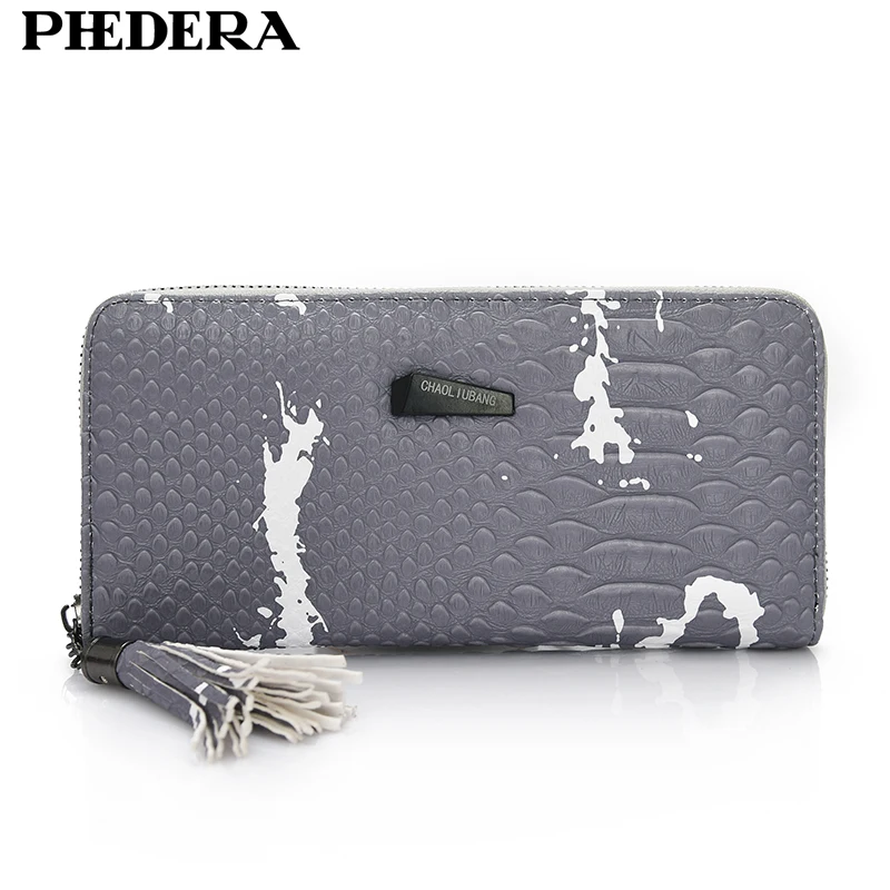 Акция роскошный длинный женский кошелек с рисунком аллигатора модные кожаные