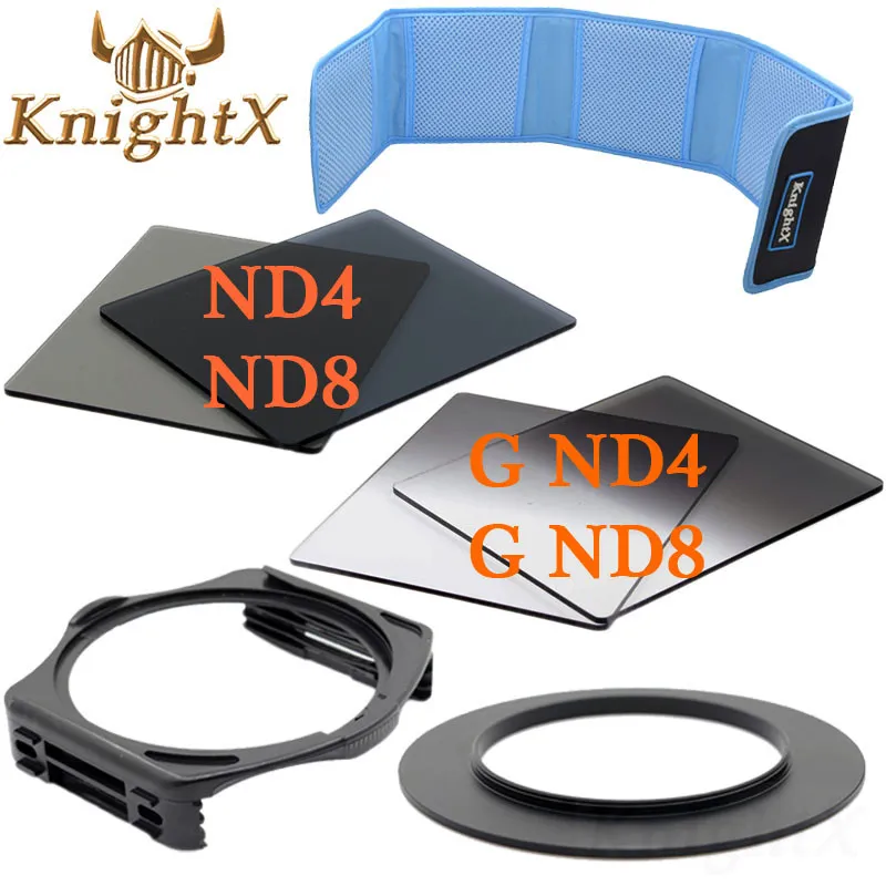 KnightX 49 52 мм 58 мм 67 мм 72 мм 77 мм Градуированный цветной ND синий объектив камеры фильтр комплект серии камеры для Nikon Canon Cokin P gnd - Цвет: 7in1 B