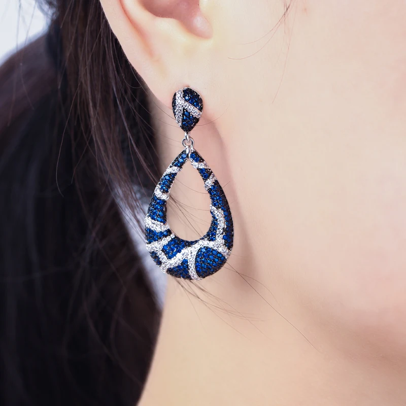 2018 новые роскошные длинные висячие серьги с микро кубическим цирконием для