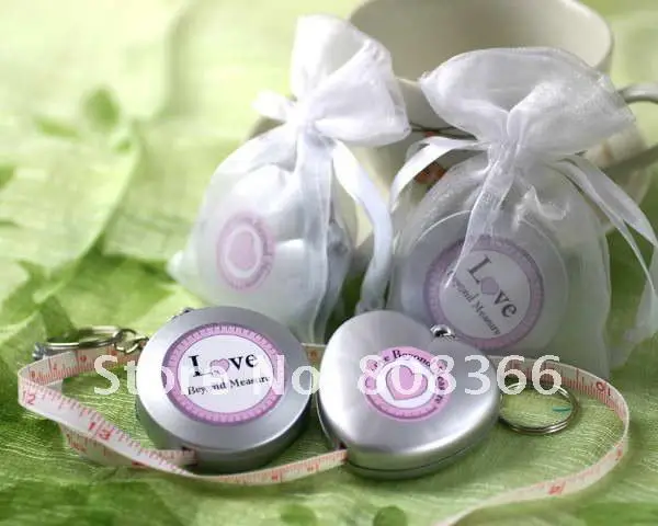 (10 шт./лот) Свадебная мерная лента брелок свадебные подарки в сумке из органзы для