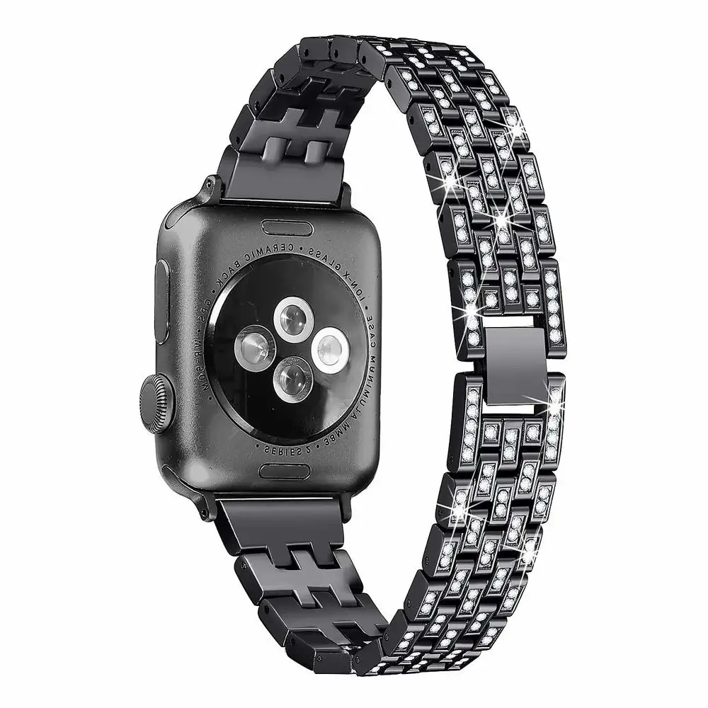 Бриллиантовый браслет ремешок для Apple Watch Band 42 мм 38 мм Женский браслет из нержавеющей стали для Apple Watch 40 мм 44 мм Серия 1 2 3 4 5