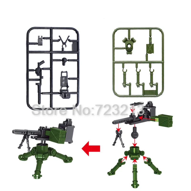 M2 Machine Gun Одно здание блоки оружие в Военном Стиле SWAT фигурки части MOC аксессуары камуфляж костюм M2 машина гатлинг пистолет Модель кирпич игрушки - Цвет: M2 Machine Gun