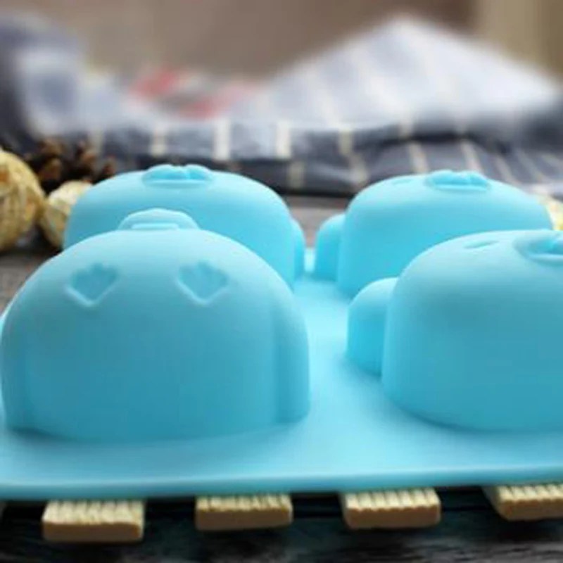 4 Hole Lazy Bear Silicone Cake Mold Soap Raccoon Pudding Small Penguin Accessories Products Cookies | Дом и сад