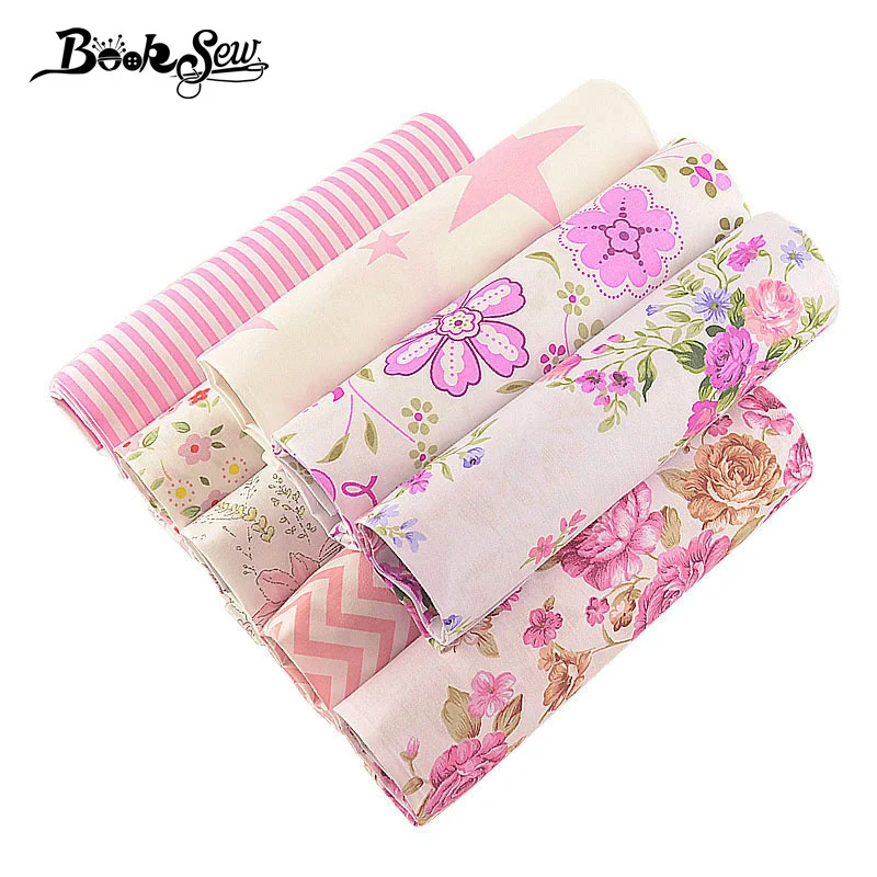 Хлопковая саржа Booksew для скрапбукинга Лоскутная серия розового цвета 8 шт./лот 40x50