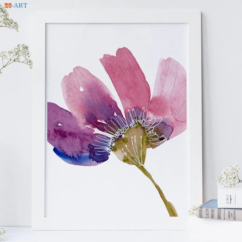Большие настенные художественные плакаты и принты розовый фиолетовый цветок