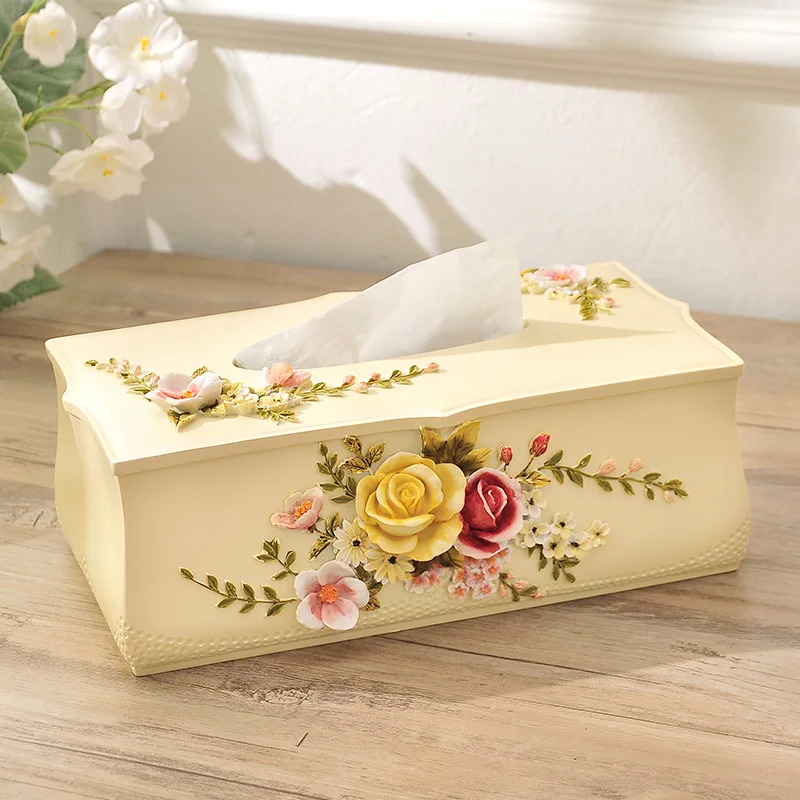 

European style luxury living room decor paper towel box retro Home Furnishing box ornaments American Pastoral napkin box