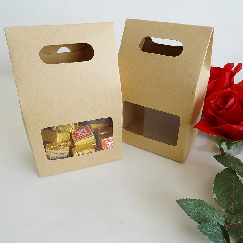 50 шт./упак.: 10x15 5 см + 6 (снизу) коробка из крафт-бумаги пакеты для продуктов ПВХ