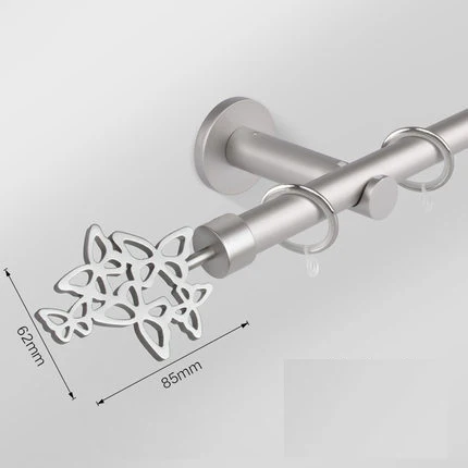 Single Silver ColorB Абсолютно новые благородные Серебристые карнизы для штор из алюминиевого сплава двойные карнизы для штор бесшумные плотные шторы оконный шток для окон - Цвет: Single Silver ColorB
