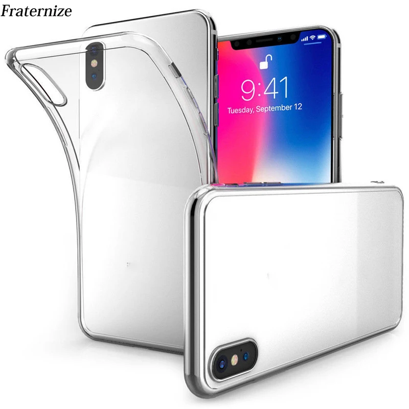 50pcs Transparent case For iPhone X Silicone Clear Soft TPU cases XS Max XR Ultra Crystal Full Protective Back Cover |