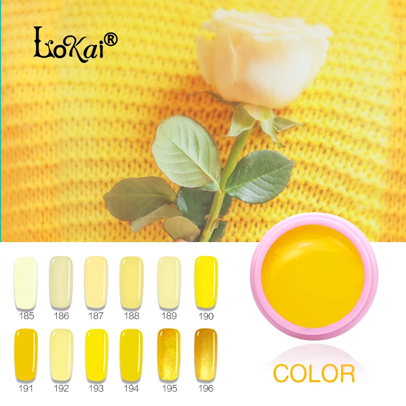 Гель лак для ногтей Lokai 6 мл лимонно желтый долговечный УФ гель дизайна
