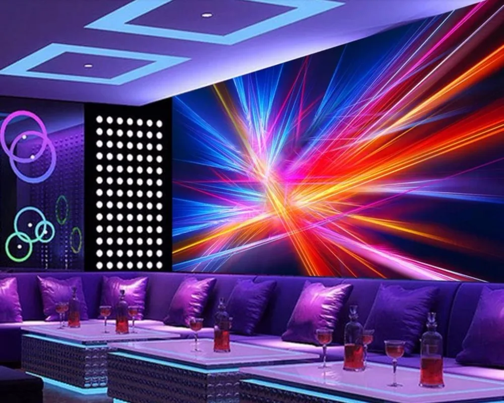 

Custom Wall Murals The Living Room Bedroom Wallpaper Fashion Dazzling dynamic light line KTV Bar Hotel Wallpapers