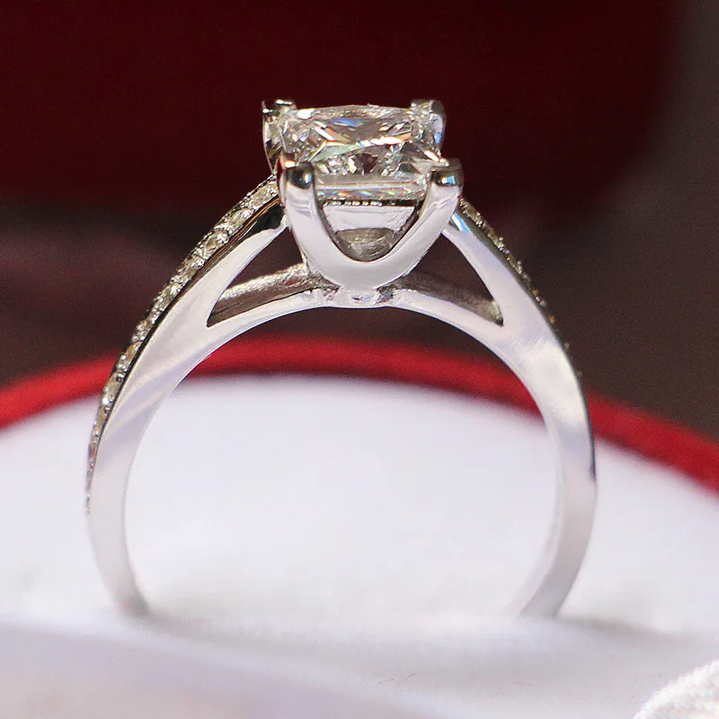 1CTW Princess Cut Test Positive Moissanite Diamond Ring test positive WARRANTY Real 925 Sterling Silver | Украшения и аксессуары