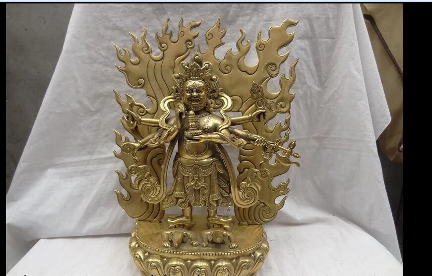 wan671070+++15 Tibet Tibetan Brass Buddhism Temple Vajra 6 Arms Mahakala Buddha Statue | Дом и сад