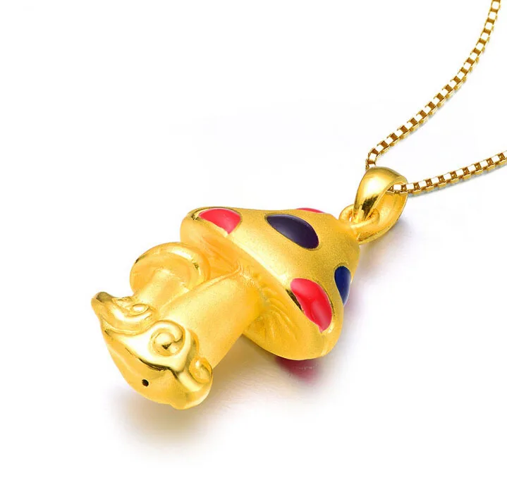 Новинка 999 подвеска из желтого золота 24 К цветная в виде трехмерного гриба |