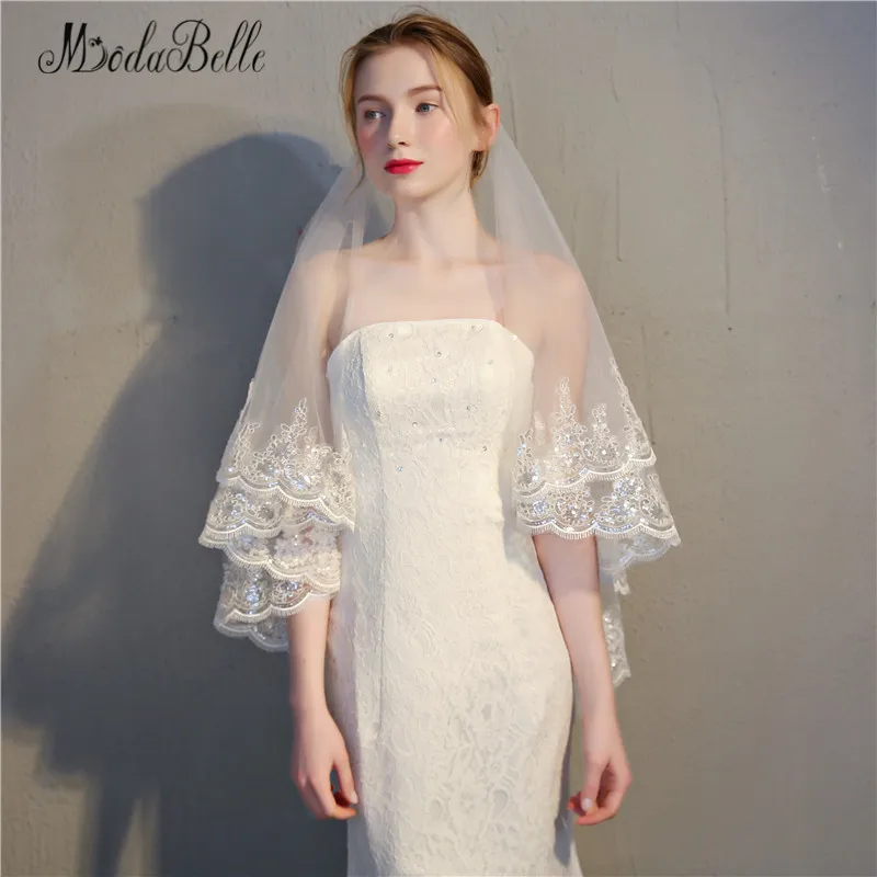 Modabelle женские короткие тюлевые Свадебные вуали белого цвета и слоновой кости с