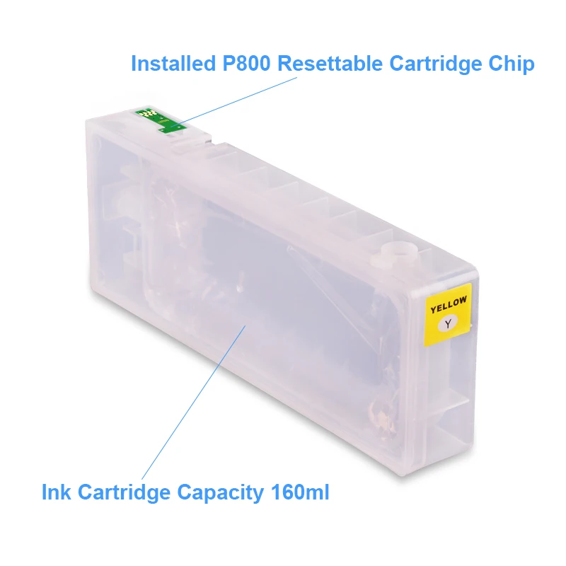 9Colors/Set T8501 T8501-T8509 Empty Refillable Ink Cartridge With Reset Chip For Epson SureColor P800 SC-P800 Printer 160ML/PC