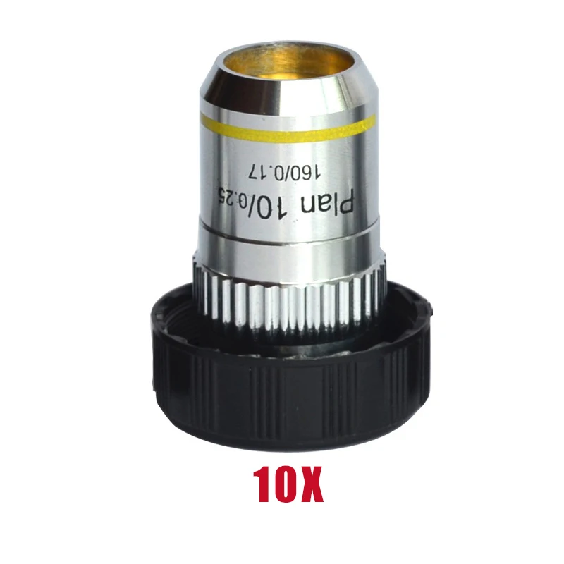 10X Lens 195 ПЛАН Ахроматический объектив для высшего класса Биологический микроскоп 4X 10X 40X 100X увеличение Замена микроскопа объектив - Цвет: 10X Lens