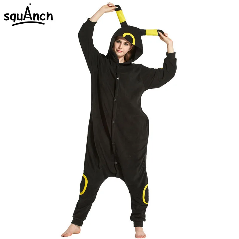 Мультфильм Onesie Kigurumis Аниме пижамы для девочек Женская обувь черного цвета