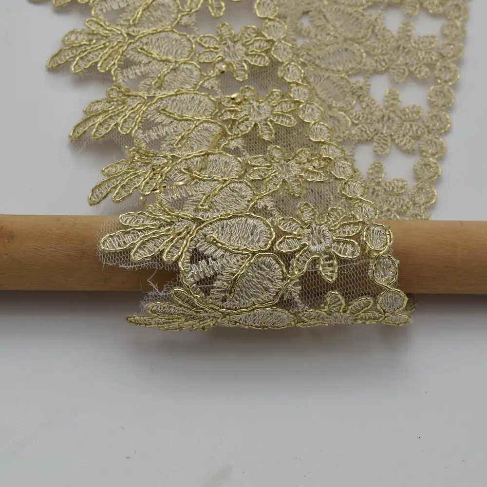 5 ярдов Золотая кружевная отделка для невесты костюм или украшения ручной работы