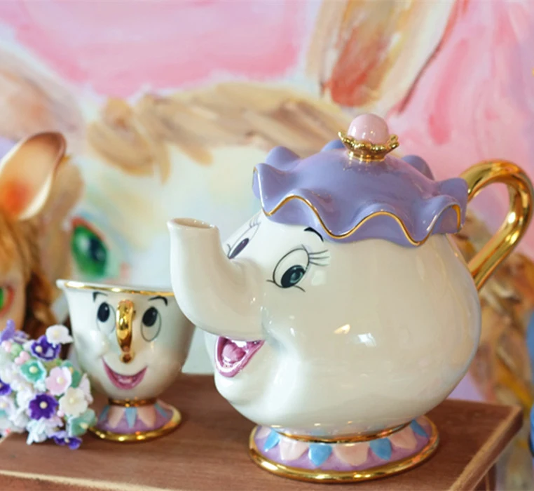 Cartoon Beauty And The Beast Tea Set Mrs Potts Chip Coffee Pot Cup Mug Cute Xmas Birthday Gift Drop Shipping | Дом и сад