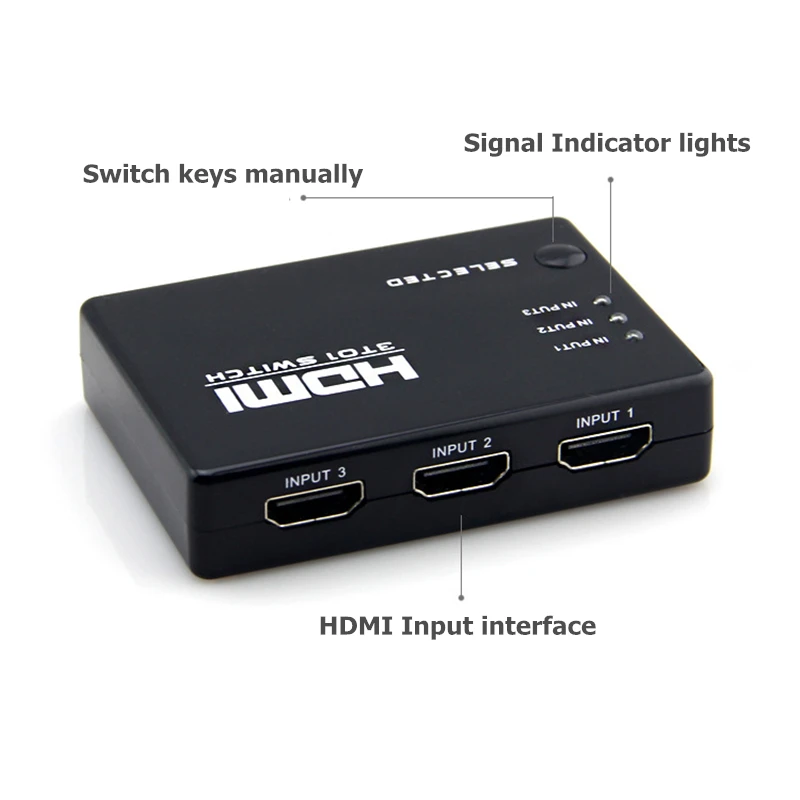 Rankman HDMI разветвитель HDMI концентратор 3 или 5 портов переключатель в 1 1080P 4K HDMI коммутатор 3X1 5X1 с ИК-пультом дистанционного управления для HDTV DVD PS3