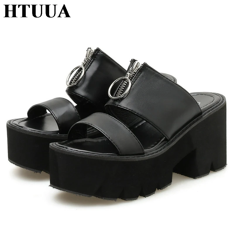 Женские готические сандалии HTUUA в стиле Харадзюку летние туфли на платформе и
