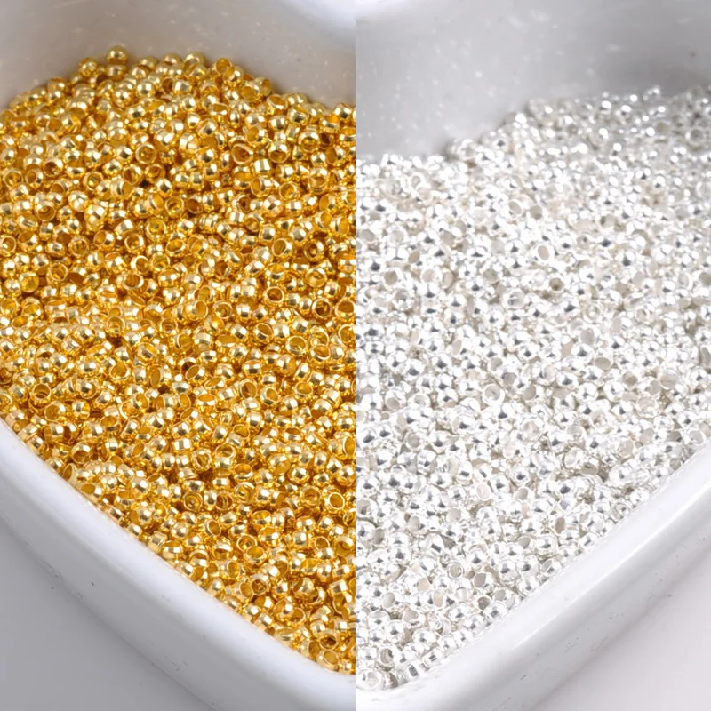 

Setting Beads Sale 1000Pcs Gold Silver Plated Round Spacer Loose Charms beads 1.5 mm for Jewelry making Hole 1.5 mm YKL0378