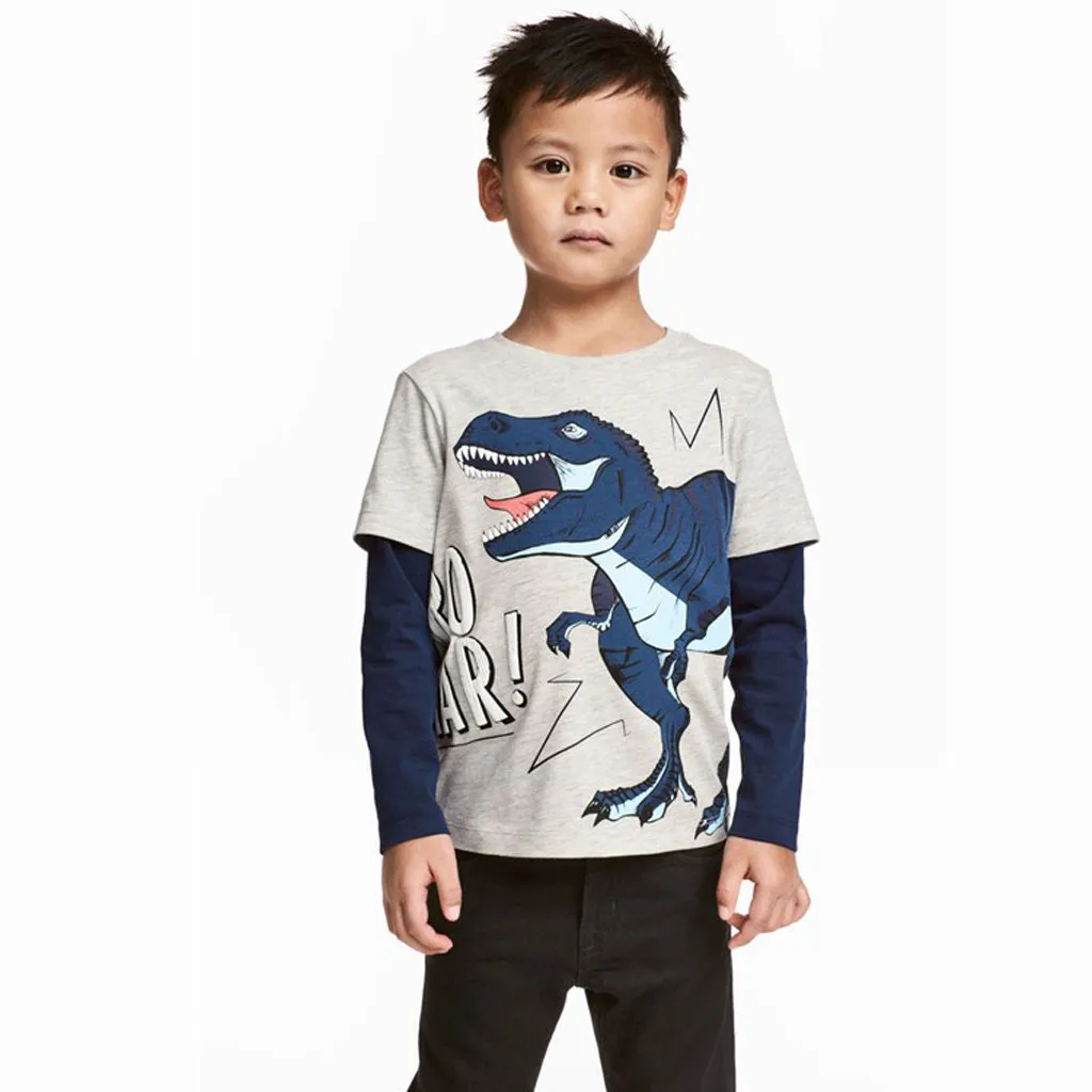 

Kids Baby boys T shirt 1-7 Years 2019 New Long Sleeve Cartoon Dinosaur Camo T Shirt Tops toddler boy shirts Children blouse kids