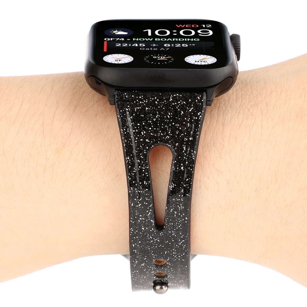 Ремешок для часов Apple Watch Band Series 4/3/2/1 спортивный браслет из блестящей кожи iwatch 44 мм