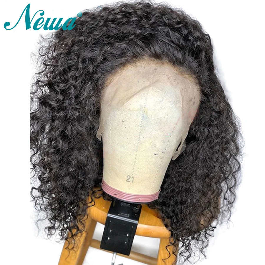Newa Hair 360 фронтальный парик шнурка предварительно сорвал бразильские волосы remy кудрявые человеческие волосы парики с волосами младенца для черных женщин
