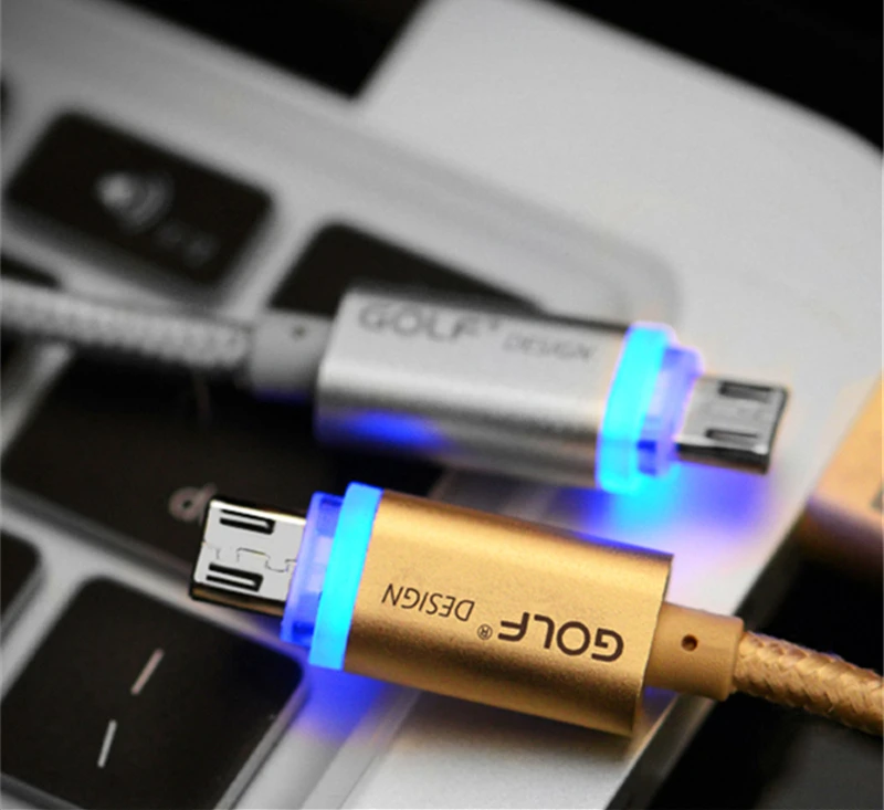 Светодиодный светильник для гольфа, Micro usb кабель для зарядки samsung S6 S7, быстрое зарядное устройство, Android телефон, кабель для синхронизации данных для huawei mate 7 8
