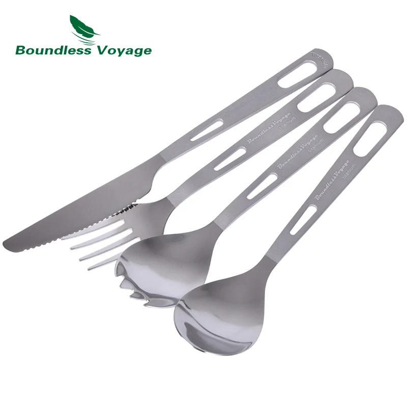 Безграничные вояжи титановые походные столовые приборы, ложка, вилка Spork нож палочки для еды портативная посуда столовые приборы набор беспорядок - Цвет: Ti1516B