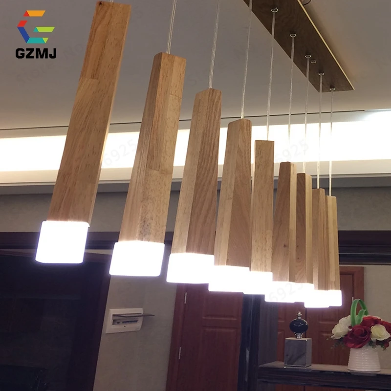Деревянные подвесные светильники GZMJ в стиле кантри светодиодная Подвесная лампа