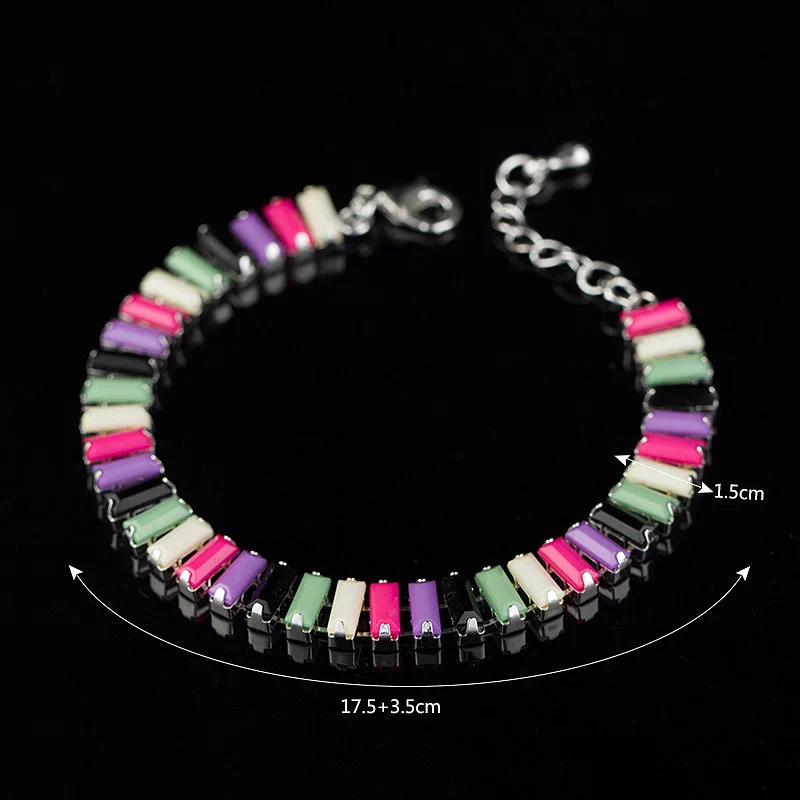 

Geometric Multi Color Resin Bracelets Vintage Gold/Silver Color Chain Bracelet&Bangle For Women Wedding Gift Accessories Mujer