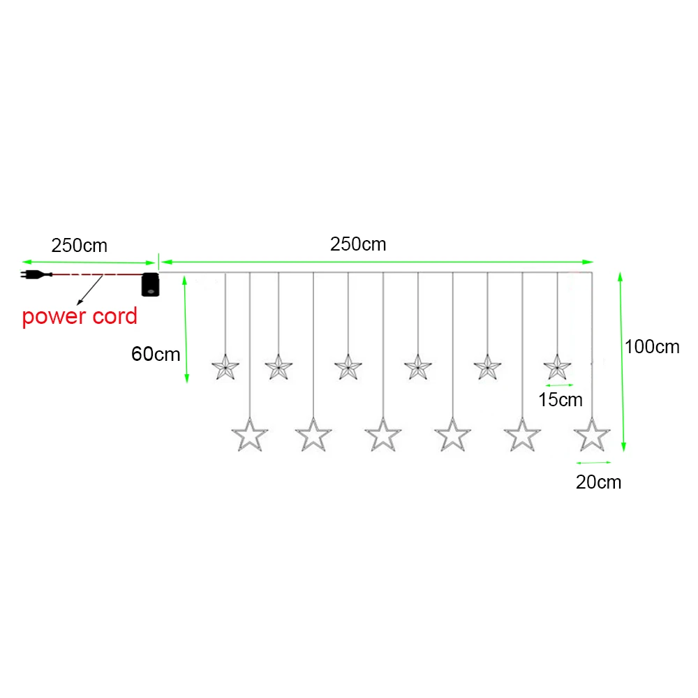 138 светодиодов Светодиодная лента со льдом большие звезды сказочные огни
