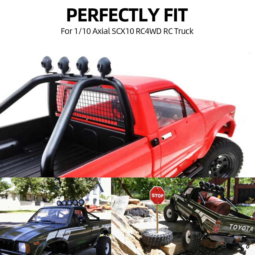 Металлическая рулонная клетка ковш с 6 светодиодный ными лампами для 1/10 Axial SCX10 RC4WD