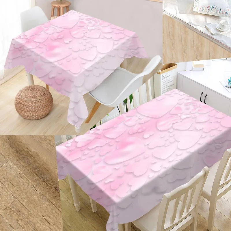 tablecloth Сердце фон покрытие стола печати влагостойкая скатерть более Размеры скатерти Кухня свадебное оформление отеля - Цвет: tablecloth