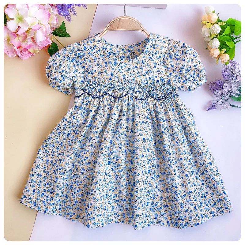 Girl Smocked Dress Summer Cotton Flower Fashion Baby Boutique Clothes Kids Party Princess Beautiful G108 | Детская одежда и обувь