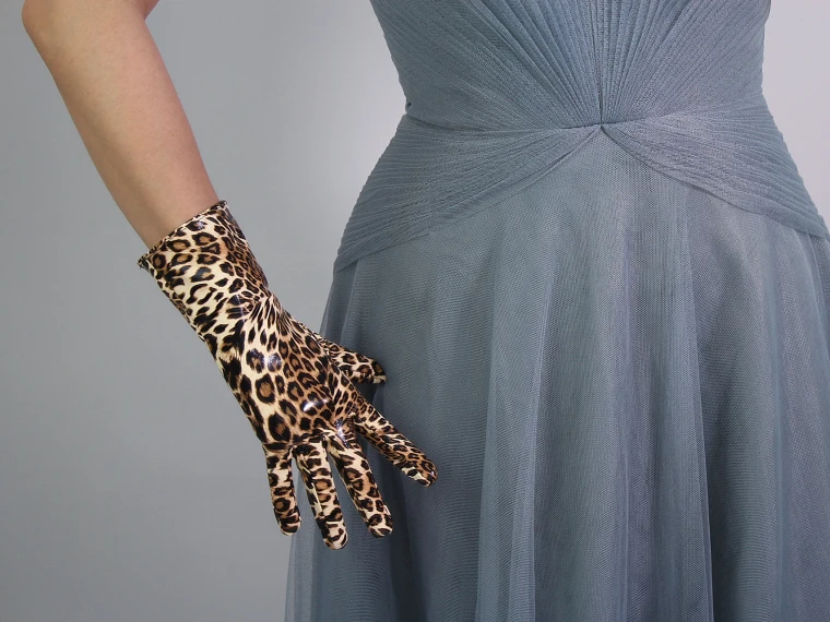 Женские леопардовые перчатки из искусственной кожи Сексуальные клубные