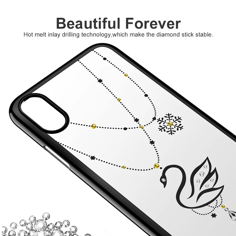 Для iPhone X 10 роскошный кейс Стразы Кристалл Алмаз прозрачное прочное покрытие для