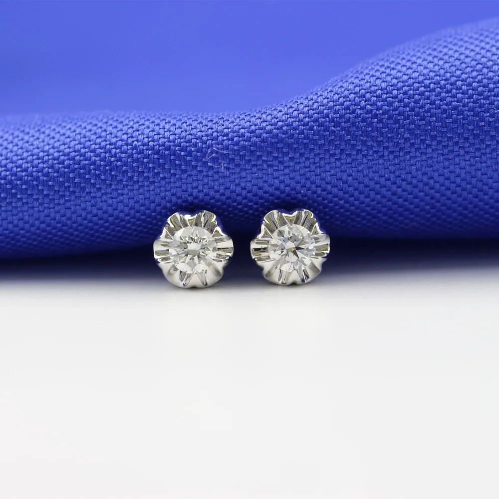 LASAMERO 0.17CT круглые ограненные серьги-гроздья с натуральным бриллиантом 18 K золотые бриллиантовые серьги-гвоздики Halo изысканные ювелирные изделия, серьги-гвоздики