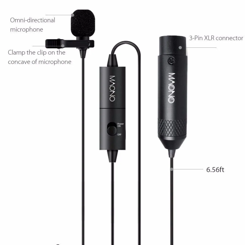 Микрофон петличка MAONO XLR многонаправленный конденсаторный микрофон с креплением
