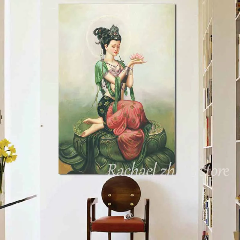 Высокое качество китайский Bodhisattva Настенная картина маслом на холсте украшение